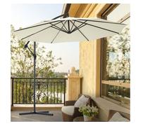 Outsunny Sombrilla de Jardín Ø300x250 cm Parasol Excéntrico Inclinable con Manivela Base Cruzada y Soporte de Metal 8 Varillas para Terraza Exterior Balcón Beige