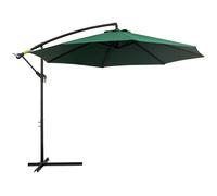 Outsunny Parasol Excéntrico Ø 295 cm Sombrilla de Jardín con Ángulo Ajustable Base Cruzada y Manivela Sombrilla para Terraza Patio Verde