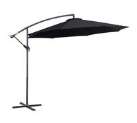 Outsunny Sombrilla de Jardín Ø300x250 cm Parasol Excéntrico Inclinable Negro con Manivela Base Cruzada y Soporte de Metal para Balcón Aosom España