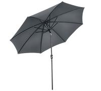 Outsunny Sombrilla de Jardín Ø300x252 cm Parasol de Terraza con Manivela Techo Inclinable y 8 Varillas de Metal para Patio Balcón Exterior Gris