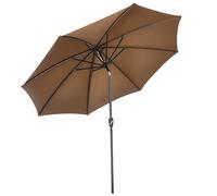 Outsunny Sombrilla de Jardín Ø300x252 cm Parasol de Terraza con Manivela Techo Inclinable y 8 Varillas de Metal para Patio Balcón Exterior Marrón