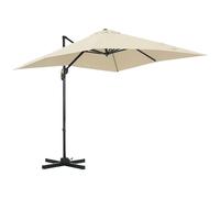 Outsunny Sombrilla de Jardín de Aluminio 245x245x245 cm Parasol Excéntrico con Manivela Giratorio 360° Inclinación de 5 Niveles Tela Desmontable Crema