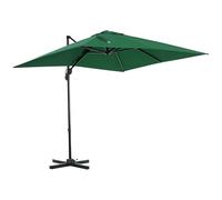 Outsunny Sombrilla de Jardín de Aluminio 245x245x248 cm Parasol Excéntrico con Manivela Giratorio 360° Inclinación de 5 Niveles Tela Desmontable Verde