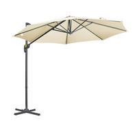 Outsunny Sombrilla de Jardín de Aluminio Ø300x250 cm con Manivela Toldo Inclinable Giratorio 360° con Pedal y Base Cruzada Crema Aosom España