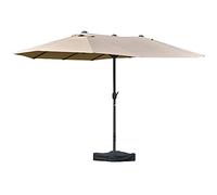 Outsunny Sombrilla de jardín doble rectangular 4,6L x 2,7l x 2,4H m con cierre de manivela de apertura, bolsas de lastre y base incluidas, sombrilla para balcón, piscina, caqui