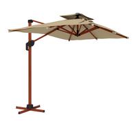 Outsunny Sombrilla de Jardín Excéntrica de Aluminio 300x198x252 cm con Protección UPF50+ y Base Cruzada Giratoria 360° Caqui