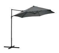 Outsunny Sombrilla de Jardín Excéntrica Rotación de 360° con Apertura Manual y Base Cruzada Ø256x245 cm Gris Oscuro Aosom España