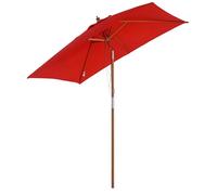 Outsunny Sombrilla de jardín exterior rectangular reclinable madera poliéster alta densidad 2L x 1,5 x 2,3 H m rojo