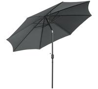 Outsunny Sombrilla de Jardín Gris Oscuro Ø295x250 cm con Manivela Mecanismo de Inclinación Poste Desmontable de Metal Aosom España