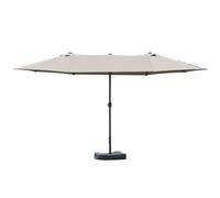 Outsunny - Sombrilla de jardín para exterior, doble rectangular, 4,6 x 2,7 x 2,4 m, con apertura de cierre de manivela, bolsas de lastre y base incluidas, para balcón, piscina, gris claro