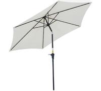 Outsunny Sombrilla de Jardín Reclinable con Manivela Ø260x235 cm Crema | Parasol de Jardín, Poste Desmontable de Aluminio, 6 Varillas de Metal, para Terraza, Exterior, Balcón
