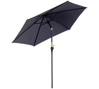 Outsunny Sombrilla de Jardín Reclinable con Manivela Ø260x235 cm Gris | Parasol de Jardín, Poste Desmontable de Aluminio, 6 Varillas de Metal, para Terraza, Exterior, Balcón