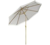 Outsunny Sombrilla de jardín reclinable recta con mango de flecos Estilo bohemio mástil metálico 8 varillas Ø 265 x 244 cm blanco