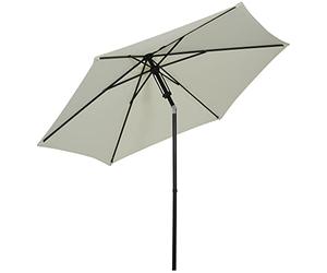 Outsunny - Sombrilla de jardín reclinable, sombrilla recta de empuje manual con ventilación de metal de poliéster de alta densidad 180 g/m² dim. Ø 265 x 235H cm gris claro