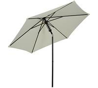 Outsunny Sombrilla de jardín reclinable, sombrilla recta de empuje manual con ventilación, metal, poliéster de alta densidad, 180 g/m², dim. Ø 265 x 235 cm, gris claro