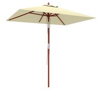 Outsunny Sombrilla de Jardín Rectangular 200x150x235 cm Inclinable con Anti-UV Poste de Madera para Terraza Patio Beige Aosom España