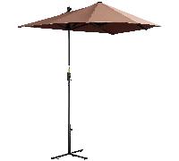 Outsunny Sombrilla de Pared de Jardín 200x190x240 cm Parasol de con Manivela de Acero y Base Cruzada Anti-UV para Café