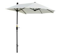 Outsunny Sombrilla de Pared de Jardín 200x190x240 cm Parasol de Terraza con Manivela Poste de Acero y Base Cruzada Anti-UV para Terraza Balcón Crema