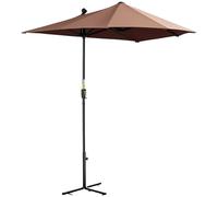 Outsunny Sombrilla de Pared de Jardín 200x190x240 cm Parasol de Terraza con Manivela Poste de Acero y Base Cruzada Anti-UV para Terraza Balcón Café