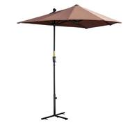 Outsunny Sombrilla de Pared de Jardín 200x190x240 cm Parasol de Terraza con Manivela Poste de Acero y Base Cruzada Anti-UV para Terraza Balcón Café