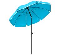 Outsunny Sombrilla de playa Ø150 cm resistente al agua plegable Sombrilla de playa con ancla de arena inclinación ajustable bolsa de transporte Azul Aosom España