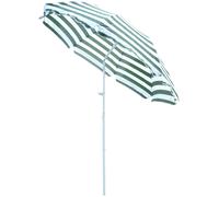Outsunny Sombrilla de Playa Ø180 cm con Techo Inclinable y Poste de Metal Protección Solar para Jardín Exterior Rayas Verde y Blanco Aosom España