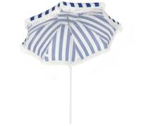 Outsunny Sombrilla de Playa con Flecos Ø180 cm y Blanco | Sombrilla de Terraza Exterior, Altura Ajustable, Inclinación 30°, Anclaje Arena, Bolsa de Transporte