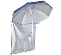 Outsunny Sombrilla de Playa con Panel Lateral Ø191x211 cm con Manivela Manual Techo Inclinable 2 Bolsillos 2 Ventanas para Jardín Aosom España