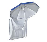 Outsunny Sombrilla de Playa con Panel Lateral Ø191x211 cm con Manivela Manual Techo Inclinable 2 Bolsillos 2 Ventanas para Jardín Aosom España