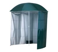 Outsunny Sombrilla de Playa con Panel Lateral Ø220x220 cm Parasol para Terraza con Apertura Manual 8 Varillas de Acero y Bolsa de Transporte para Jardín Piscina Verde