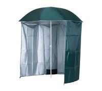 Outsunny sombrilla de playa con panel lateral ø220x220 cm parasol para terraza con apertura manual 8 varillas de acero y bolsa de transporte para jardín piscina verde