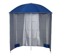 Outsunny Sombrilla de Playa con Panel Lateral Ø220x220 cm Parasol para Terraza con Apertura Manual 8 Varillas de Acero y Bolsa de Transporte para Jardín Piscina Azul