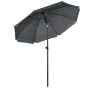 Outsunny Sombrilla de Playa con Protección UV50+ Mástil de Ø32 mm y Toldo Ajustable Ø180x209 cm Gris Oscuro
