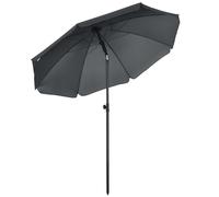Outsunny Sombrilla de Playa Grande Ø180 cm Sombrilla de Terraza Exterior con Ángulo Ajustable Protección UV50+ Impermeable Mástil de Ø32 mm Gris Oscuro