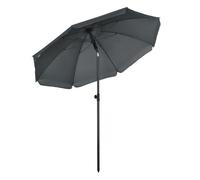 Outsunny Sombrilla de Playa Grande Ø180 cm Sombrilla de Terraza Exterior con Ángulo Ajustable Protección UV50+ Impermeable Mástil de Ø32 mm Gris Oscuro