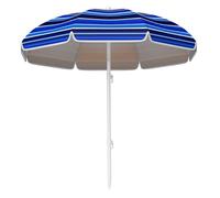 Outsunny Sombrilla de Playa Grande Ø180 cm Sombrilla de Terraza Exterior Plegable con Ángulo Ajustable Protección UV50+ Impermeable Mástil de Ø32 mm Multicolor