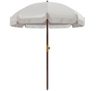 Outsunny Sombrilla de Playa Grande con Flecos Ø190 cm Sombrilla de Terraza Exterior con Protección UV40+ Antiviento Impermeable Mástil de Ø32 mm y Bolsa de Transporte Gris Claro