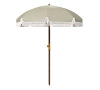 Outsunny Sombrilla de Playa Grande con Flecos Ø190 cm Sombrilla de Terraza Exterior con Protección UV40+ Antiviento Impermeable Mástil de Ø32 mm y Bolsa de Transporte Verde Oliva Claro
