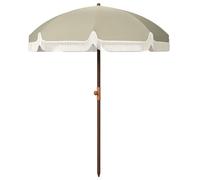 Outsunny Sombrilla de Playa Grande con Flecos Ø190 cm Sombrilla de Terraza Exterior con Protección UV40+ Antiviento Impermeable Mástil de Ø32 mm y Bolsa de Transporte Verde Oliva Claro