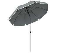 Outsunny Sombrilla de Playa Inclinable con Ancla para la Arena y Bolsa de Transporte, Ø150x185 cm, Gris oscuro Aosom España
