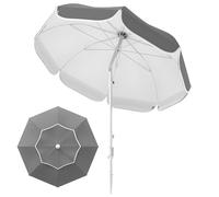 Outsunny Sombrilla de playa portátil con anclaje de arena, altura ajustable e inclinación, sombrilla de playa con bolsa de transporte, protección UV UPF50+, color gris