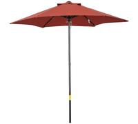 Outsunny Sombrilla de Terraza Exterior Ø2x2 m Parasol de Terraza Exterior con Techo de Ventilación y Poste Desmontable de Aluminio Sombrilla para Jardín Patio Rojo Vino