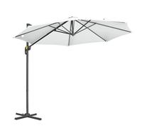 Outsunny Sombrilla deportada octogonal reclinable manivela con pie de acero Ø 2,94 x 2,48H, blanco