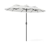 Outsunny sombrilla doble 2,95x1,52 m, sombrilla terraza exterior con inclinación 45°, manivela manual, orificios de ventilación, impermeable, parasol para jardín, terraza, patio y piscina, crema