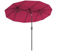 Outsunny Sombrilla Doble 2,95x1,52m Inclinación 45° Manivela Rojo Vino