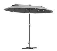 Outsunny Sombrilla Doble con Luces LED Solares Techo 295x150x219 cm Gris
