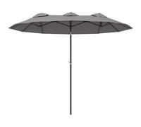 Outsunny Sombrilla Doble 295x152x222 cm con Inclinación de 45° Manivela Gris Gris