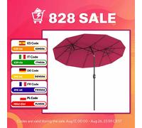 Outsunny Sombrilla Doble 2,95x1,52m Inclinación 45° Manivela Crema
