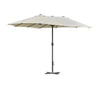 Outsunny Sombrilla Doble 4,55x2,65 m Sombrilla Terraza Exterior con Manivela Manual Resistente al Agua y Protección Solar Sombrilla Grande para Terraza Playa Piscina Crema
