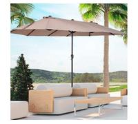 Outsunny Sombrilla Doble Con Manivela Manual para Terraza y Jardín Café 455x265x238 cm Aosom España